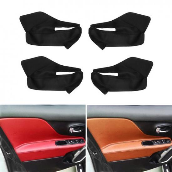 Black Interior Door Armrest Panel Leather Cover For Jeep Renegade 2015 2016 2017