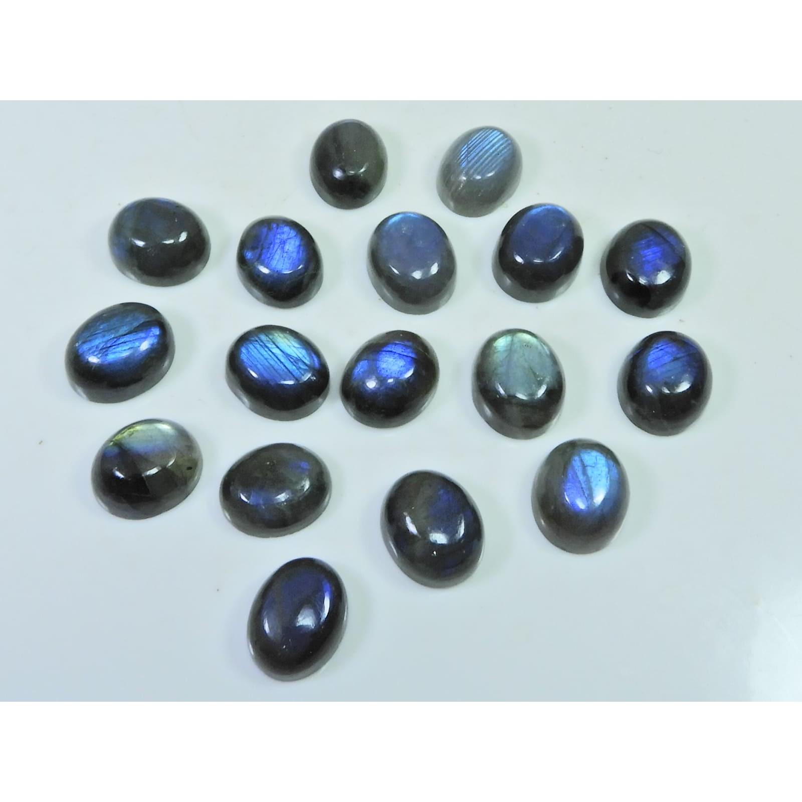 

10X12MM Natural Labradorite Blue Fire Oval Cabochon Loose Gemstone 17Pcs Lot C-1081