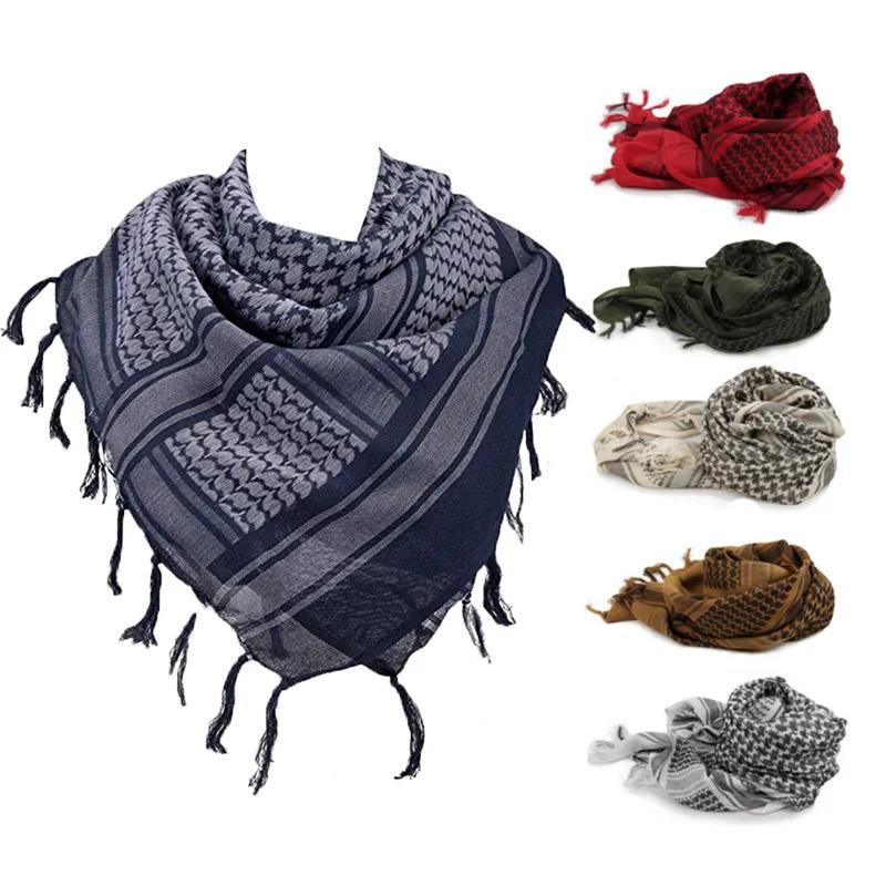 Tactical Arab Shemagh Military Scarf Outdoor Hiking Army Desert Scarves Muslim Hijab For Men Women Windproof Scarf Cotton Skull