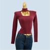 Orders Halterneck Long-Sleeved Cut Out Half Turtleneck Bottoming Shirt Women's Autumn and Winter Sexy Inner Wear Western Style Unique Chic Tops