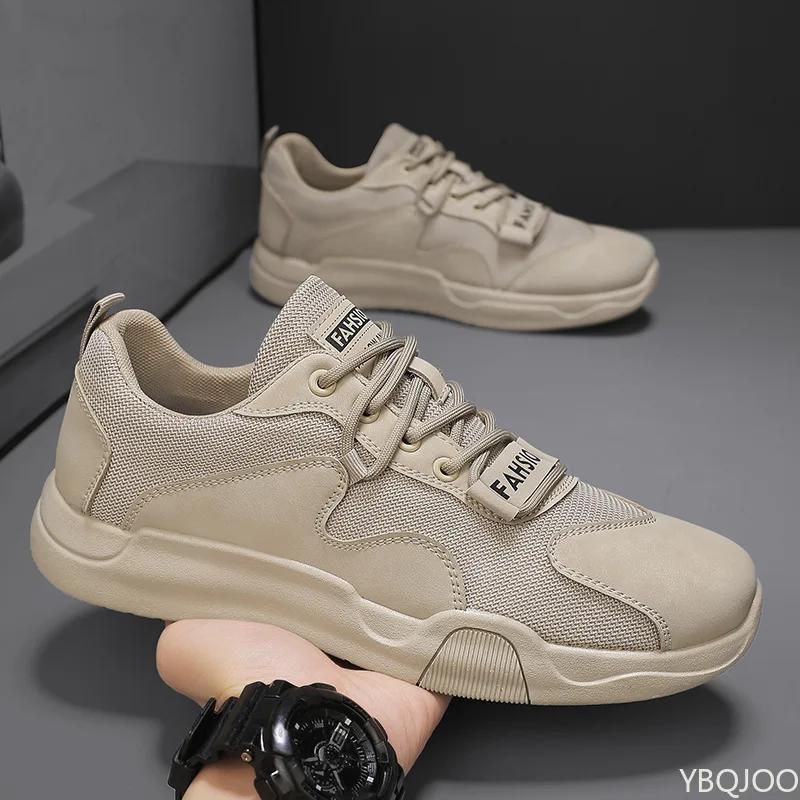 

Fashion Trendy New Men s Shoes Casual leather Sneakers Breathable comfort mesh shoes Fashion casual Male shoes Zapatos Homme sneaker 39 бежевый