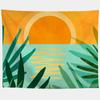 Watercolor Sea Sunset Tropical Forest Print Tapestry  Plants Abstract Landscape Living Room Bedroom Home Decor