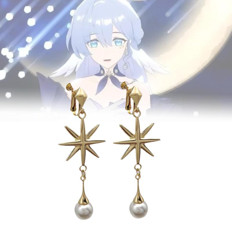 Star Rail Honkai Robin Earrings Ear Clips Cosplay Alloy Accessories Anime Cos