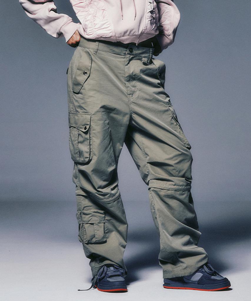 NYXX Zipper Cut Cargo Pocket Pants Khaki