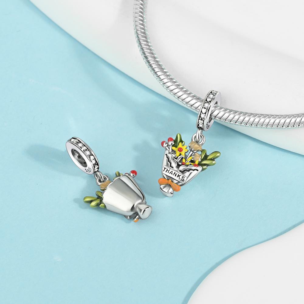 Valentines Day Gift Fireworks Daisy Rose Bird Copper Plated For Charms Popular Copper Plated Bracelet For Jewelry Making