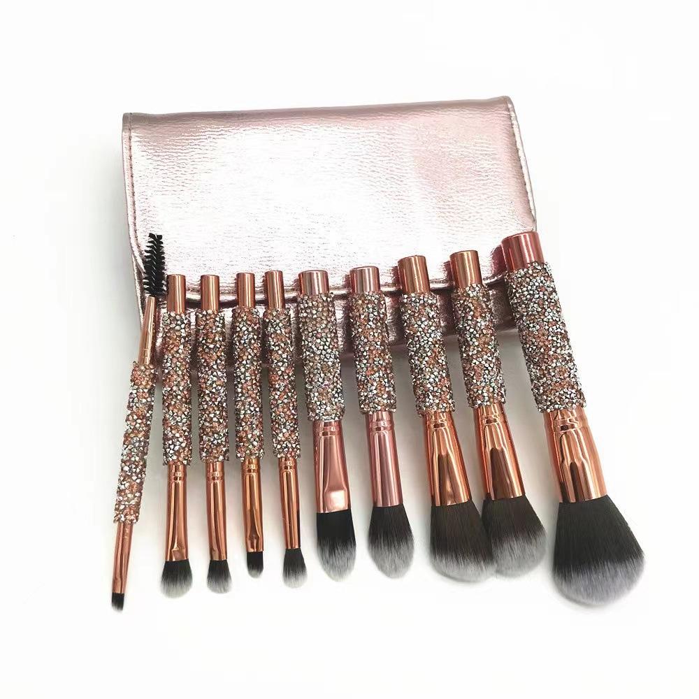 10 Stück Make-up Pinsel Set Komplettes Set Make-up Werkzeuge Wickelbohrer Weiche Borsten Pinsel mit Tasche Anfänger Tragbar