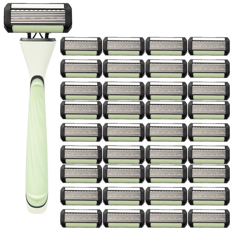 Eight-Layer Blade Men's Manual Razor with Replaceable Head