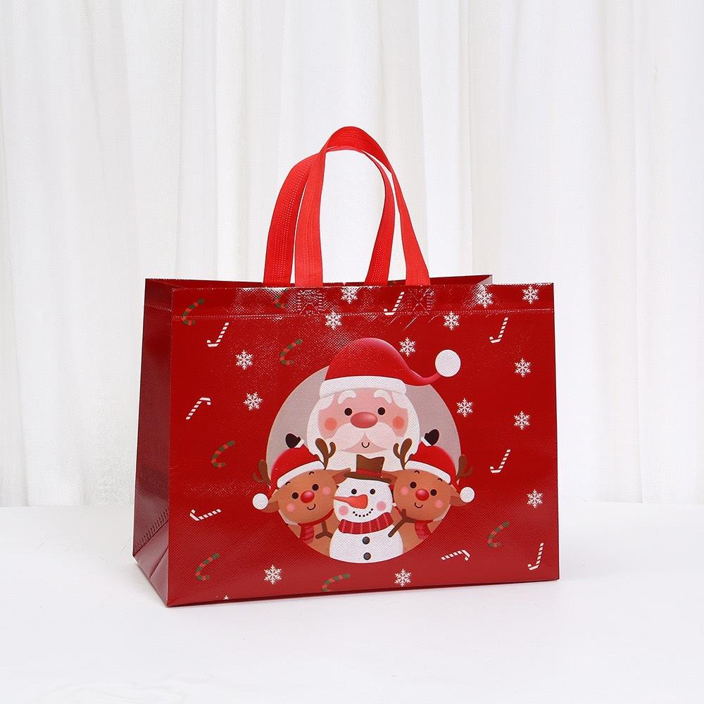 StoBag Christmas Non Woven Tote Bags Reusable Gifting Bags for Holiday Packaging Candy Cake Party Favors Retail Shopping Markets