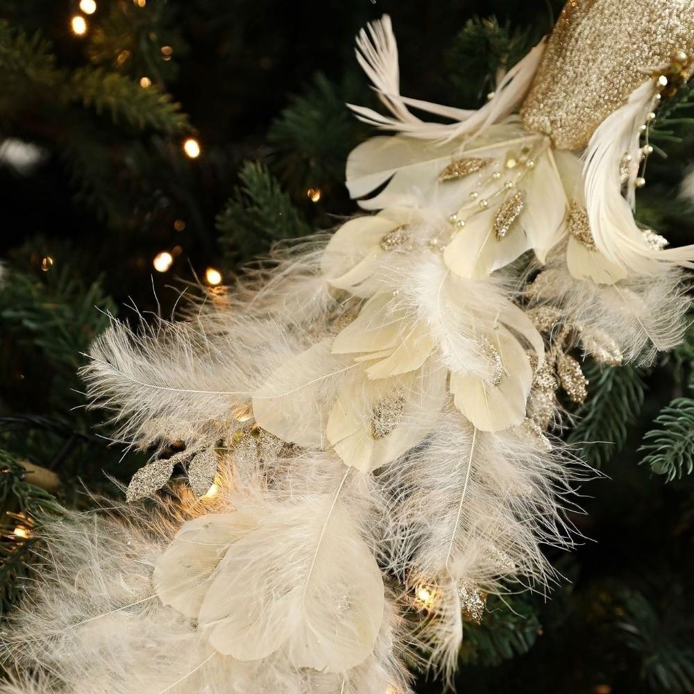 Realistic Christmas Peacock Ornaments Long Tail Peacock Bird Figurine  Xmas Tree Decoration