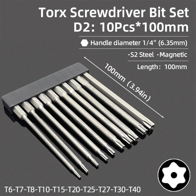 50/75/100/150mm Security Tamper Proof Magnetic Screwdriver Set Drill Bit Screw Driver Bits Hex Torx Flat Head 1/4" Hand Tools