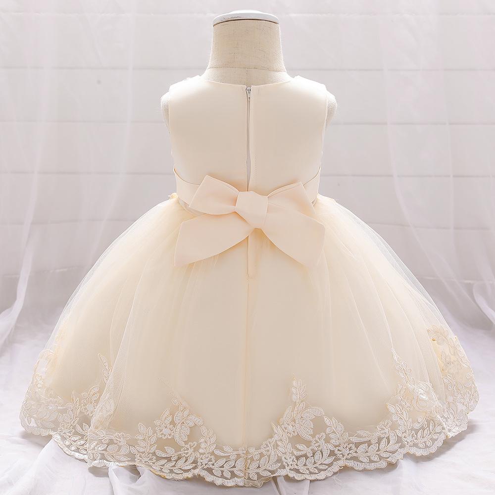 Novorozené dívky První roky Narozeninové šaty princezny Květina Křest Oblečení Kojenecká párty Kostým Květinové šaty s potiskem pro děti Dívky