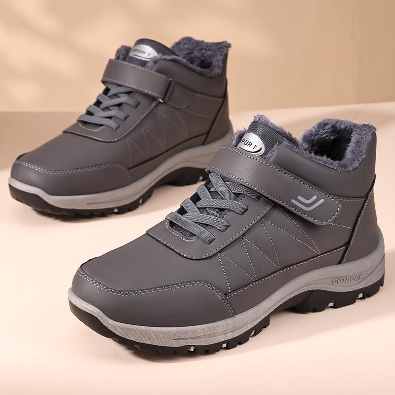 Pánské a dámské zimní teplé sněhule plus size s fleecovou podšívkou, kotníkové boty, protiskluzové turistické boty, bavlněné boty