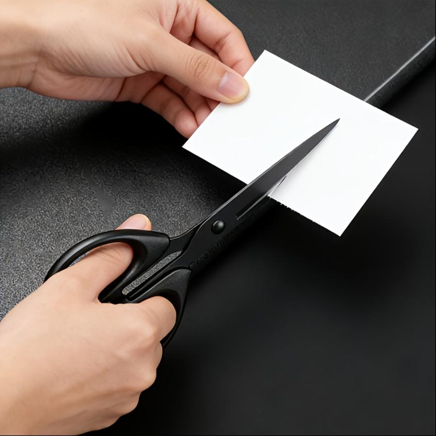 Large-sized Rust-proof Stainless Steel Black-edge Scissors, Household Non-stick Adhesive Scissors, Kitchen and Office Paper-cutting Scissors