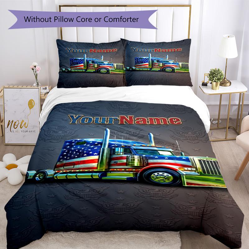 Kw Heavy Trucks Customize Your Name Bedding Set Breathable Duvet Cover with Pillowcases Home Decoration Birthday Gift