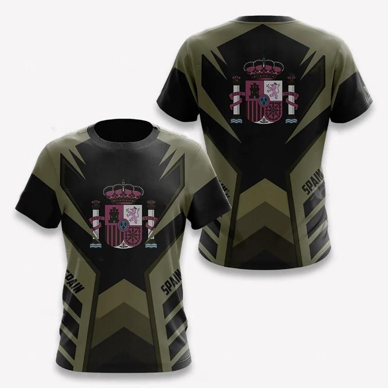 Spain National Printed Men's T-Shirt O-Neck Short Sleeve Fashion Sports Clothing Loose Shirt For Men Spanish Football Fans Gifts