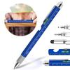 9 in1 Multifunction Ballpoint Pen with Modern Handheld Tool Measure Technical Ruler Screwdriver with LED Light for Carpentry