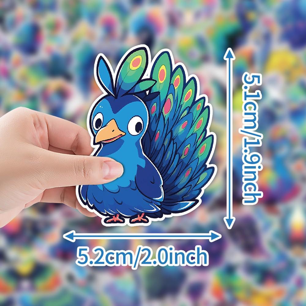 50/100 Waterproof Peacock Graffiti Stickers for Phone, Laptop, Suitcase - Decorative & Creative Stationery