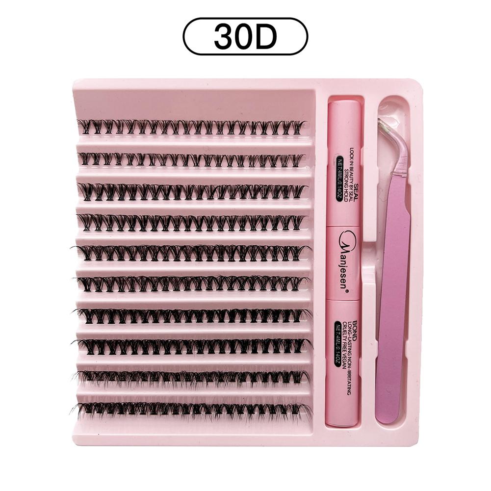 DIY Lashes Clusters Set Extensions Kit Fake Eyelashes Mix Lash Clusters with Lash Bond Seal and Lash Applicator Tool Makeup