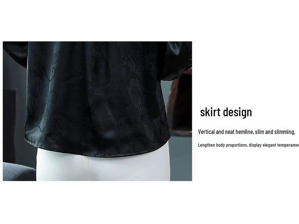 2025 New Style Women's Satin Jacquard Shirt: Fashionable, Versatile Slim Fit Top for Spring & Autumn