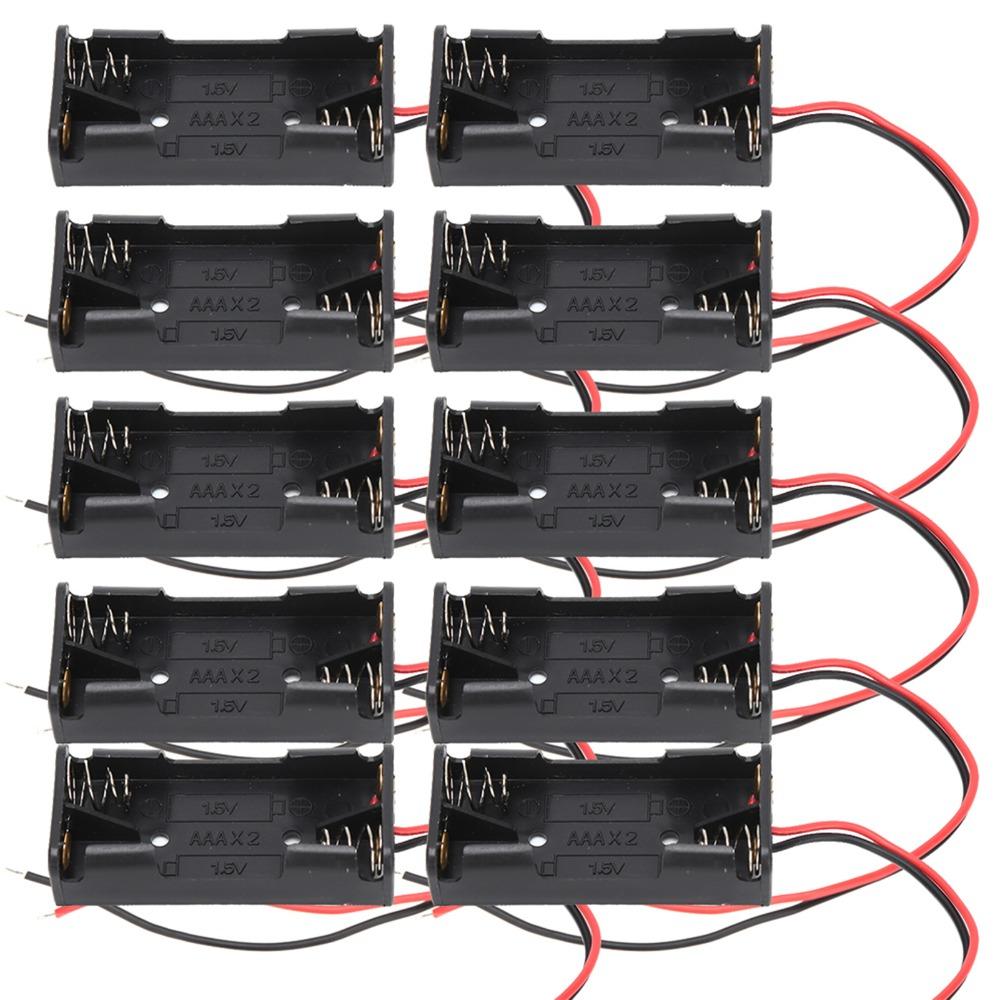 10Pcs 2x 1.5V AAA Battery,Holder 2x AAA Battery Case Battery Box  Remote Control