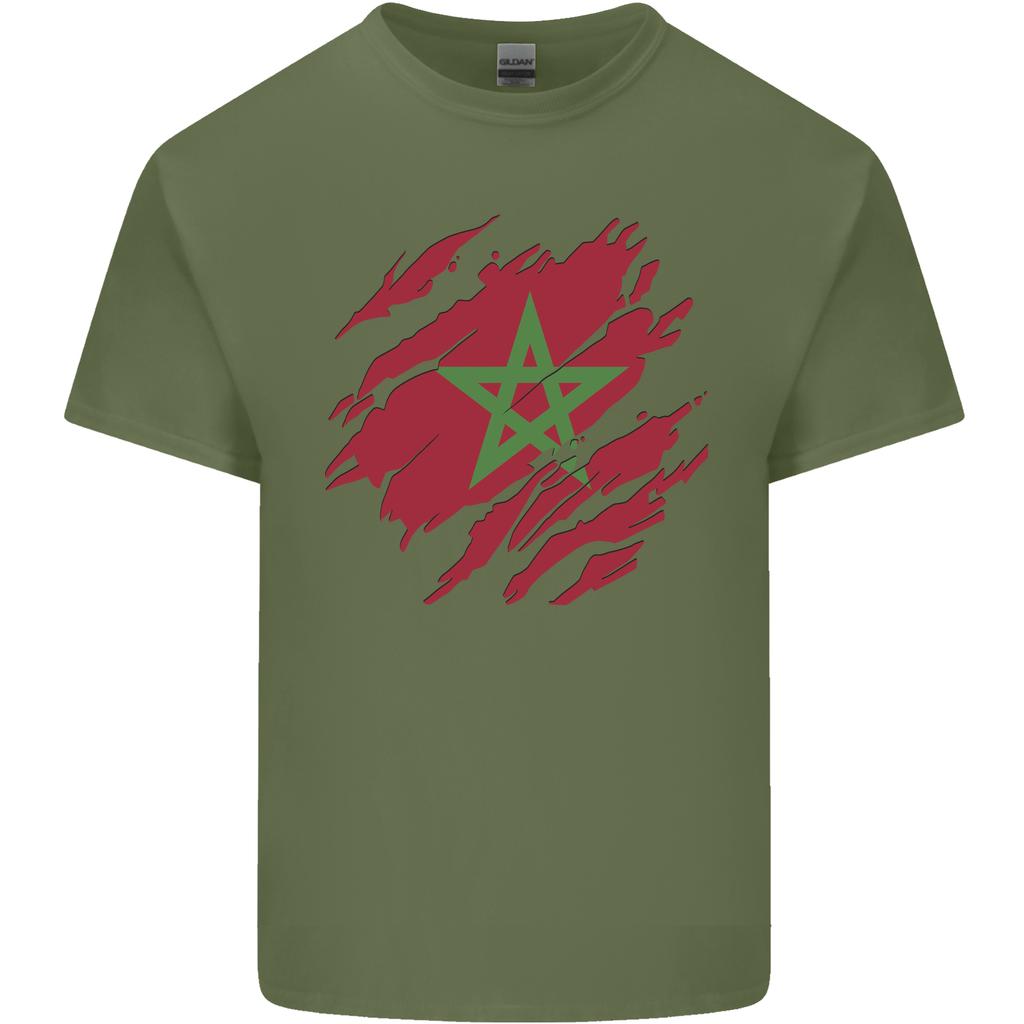 Zerrissene Marokko Flagge Marokkanischer Tag Fußball Unisex Leichtes Baumwoll-T-Shirt