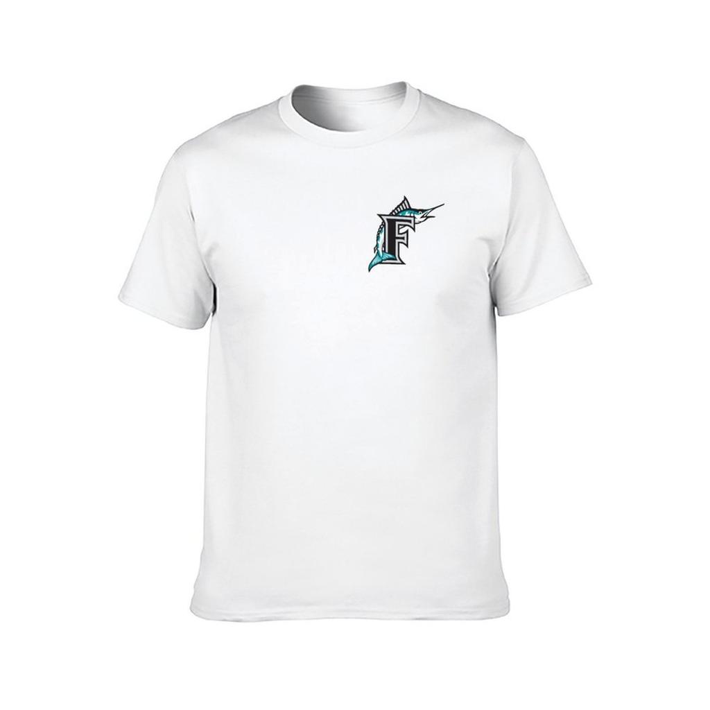 Vintage Florida Marlins Logo Design T-Shirt Herren T-Shirt schwarzes Baumwoll-T-Shirt schlicht für Herren Verpackung T-Shirt