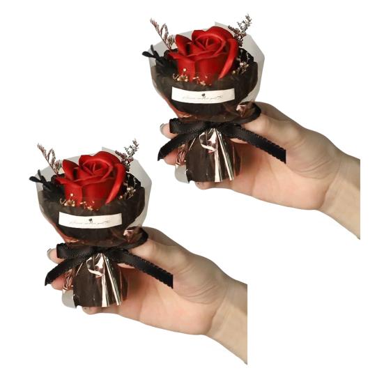 1/2Pcs Mini Fake Rose Bouquet Handcrafted Artificial Sunflower Floral Decoration Valentine's Day Anniversary Birthday Romantic Gift for Women Wife