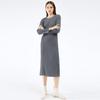 Miyake Women's Classic Long-Sleeve Slim-Fit Slit Dress – Medium-Length Solid Color for Spring and Autumn.