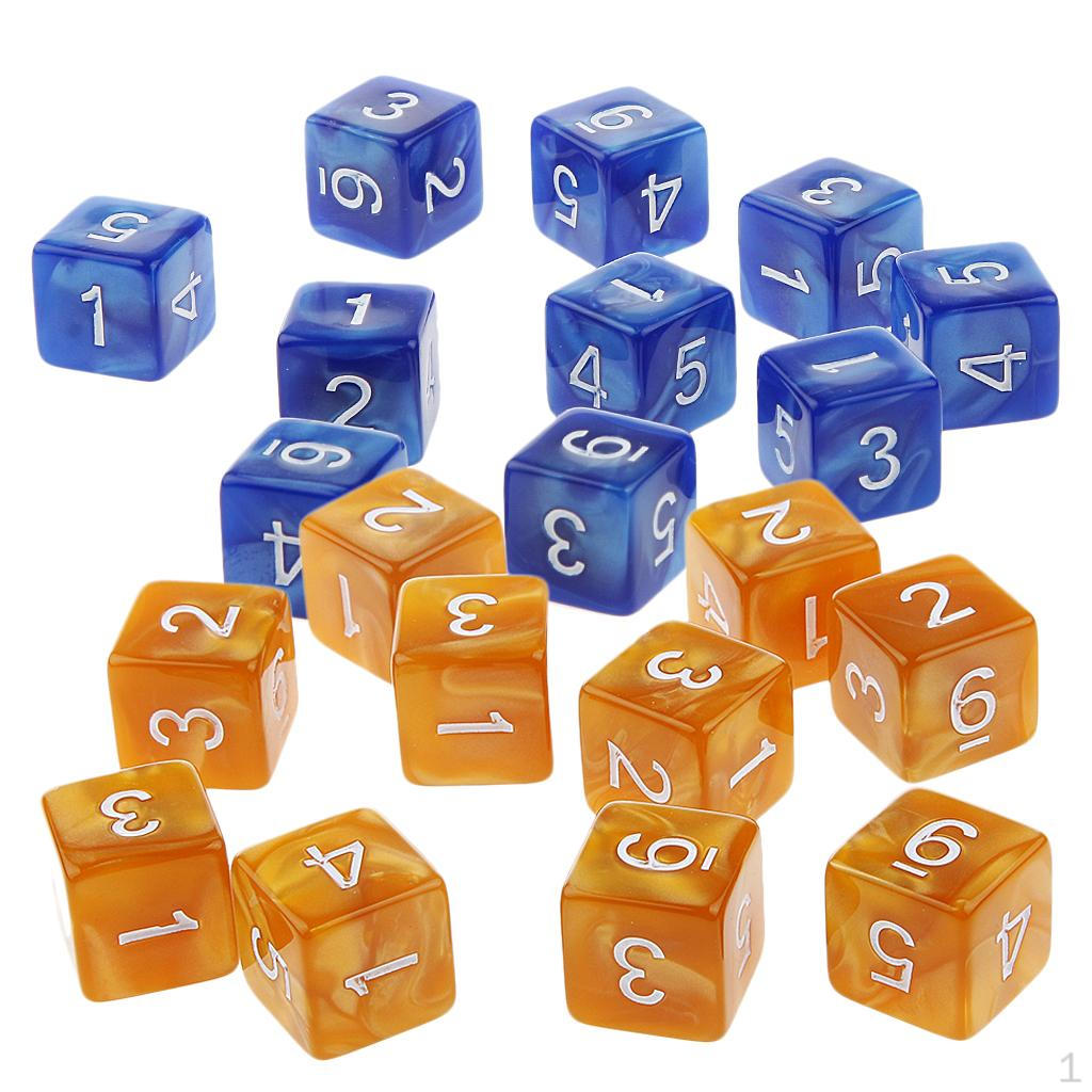 20 Pcs Opaque Set D6 Six Sided Die Place for