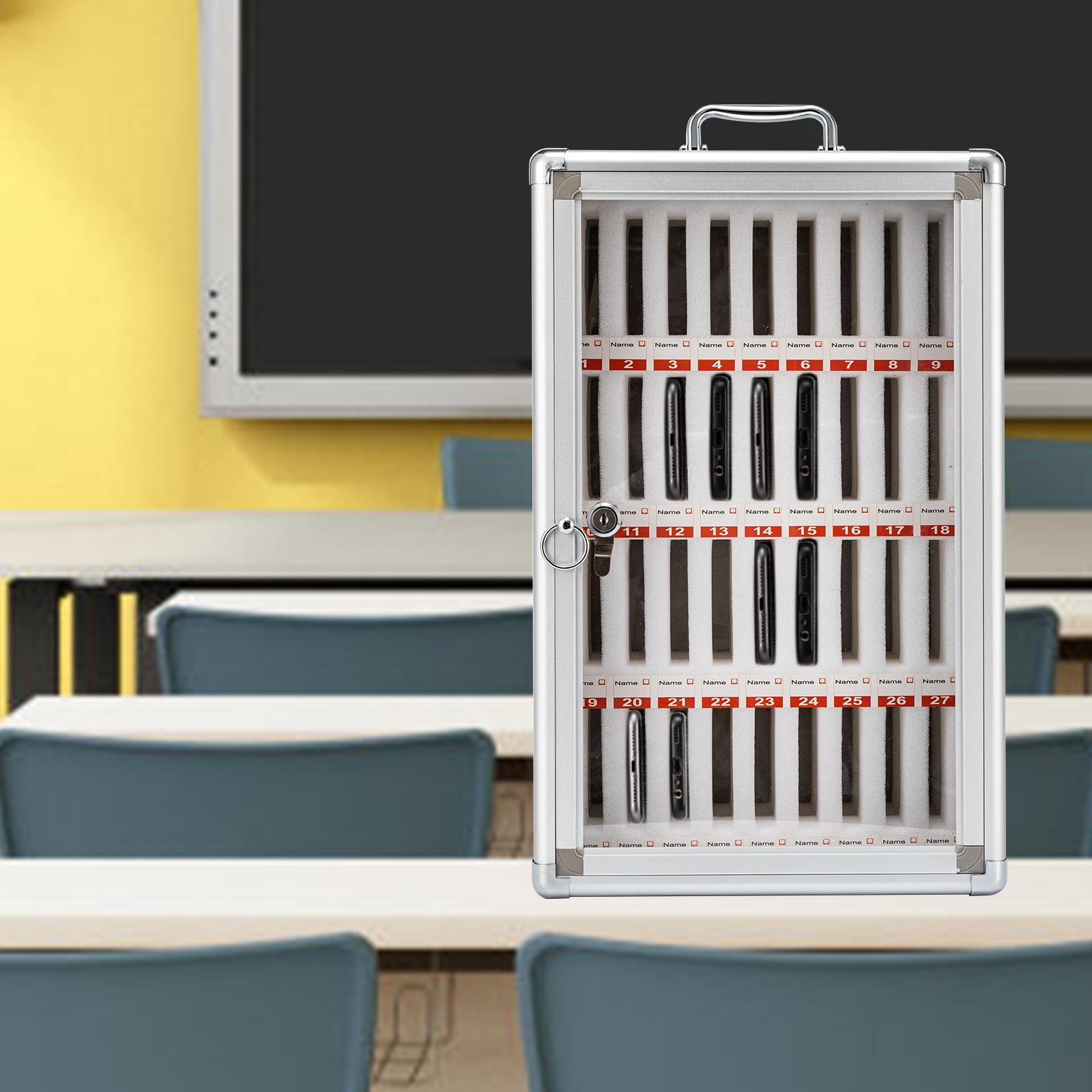 

Sturdy Aluminum Alloy Phone Display Cabinet,36 Slots Organizer with Lock, Portable Design Silver Secure Storage for Retail/Home серебряный