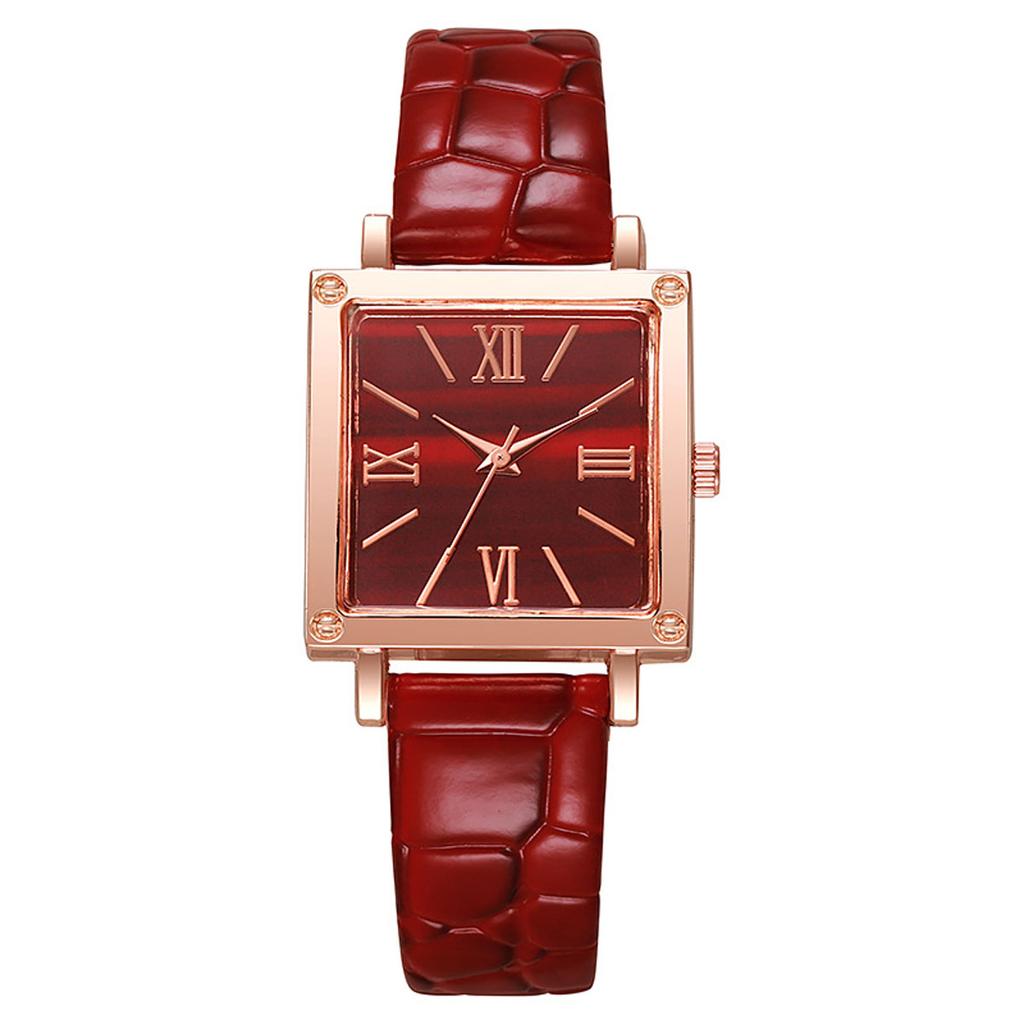 1pc-Fashionable and Minimalist Women's Square Belt Quartz Watch, Retro High-end Roman Watch