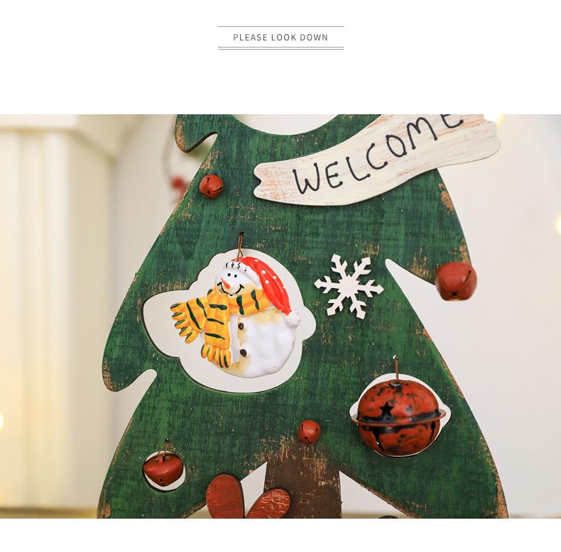 Ornamenti Natalizi Retro in Legno con Albero di Natale e Pupazzo di Neve per Decorazioni Domestiche