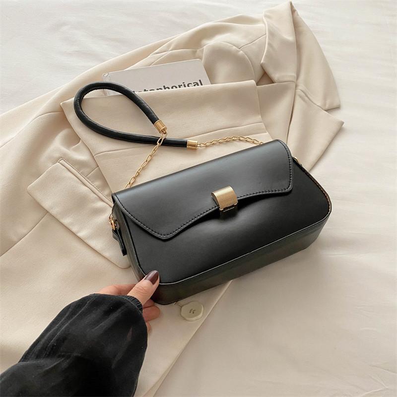 Elegant Pu Leather Chain Shoulder Bag For Women Trendy 2024 Street Style Small Square Bag