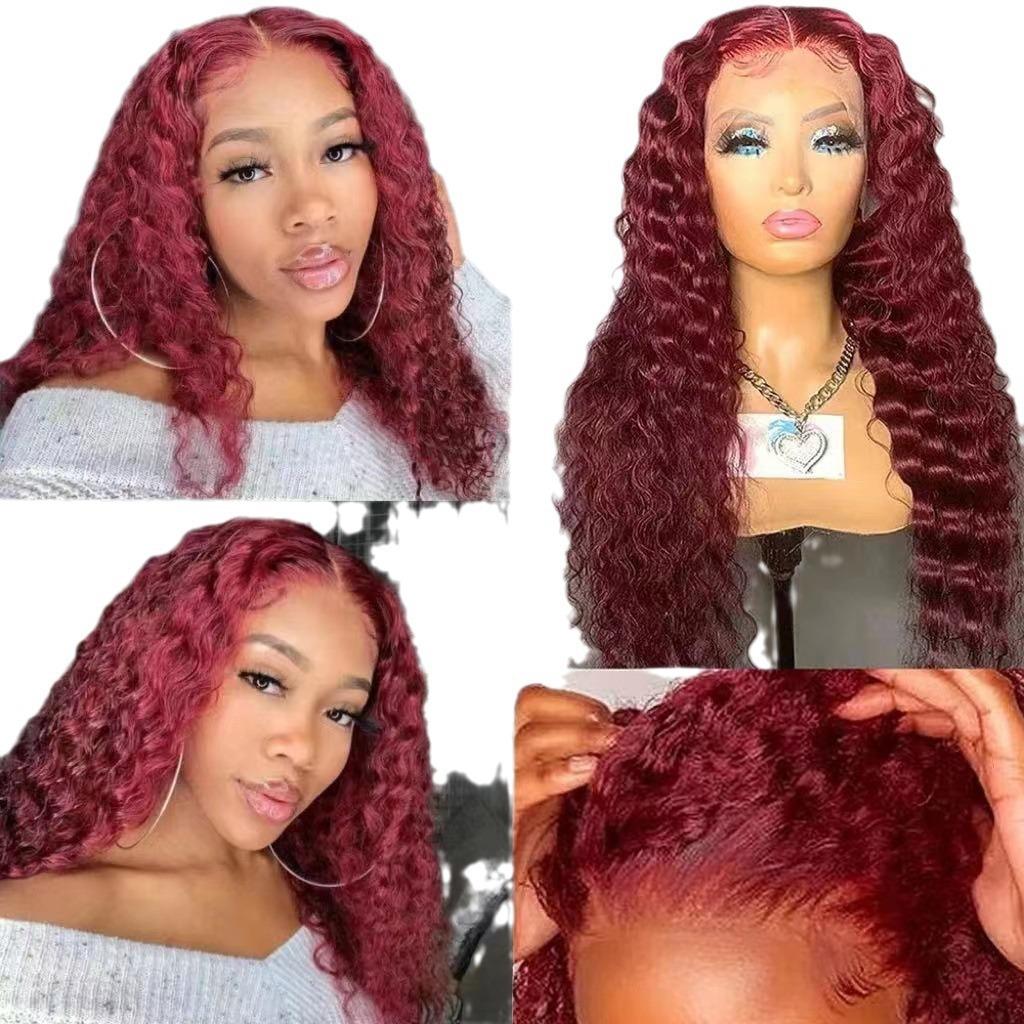 New Style Front Lace Wig European American Women's Small Curly Short Hair Black Entangled African Roll Chemical Fiber Headgear