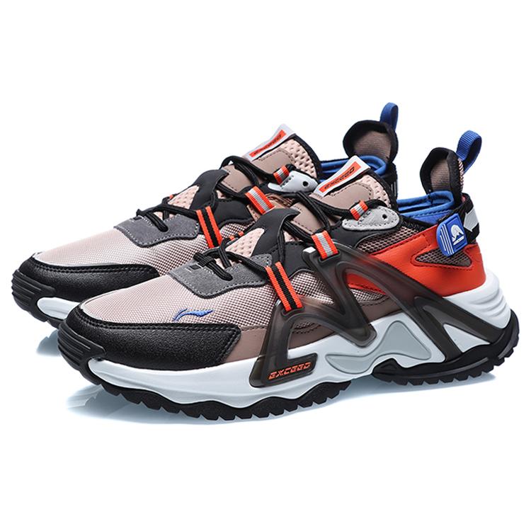 New LiNing Exceed Cushioning Low Top Running Shoes Men's Umber Black AGLQ111-3