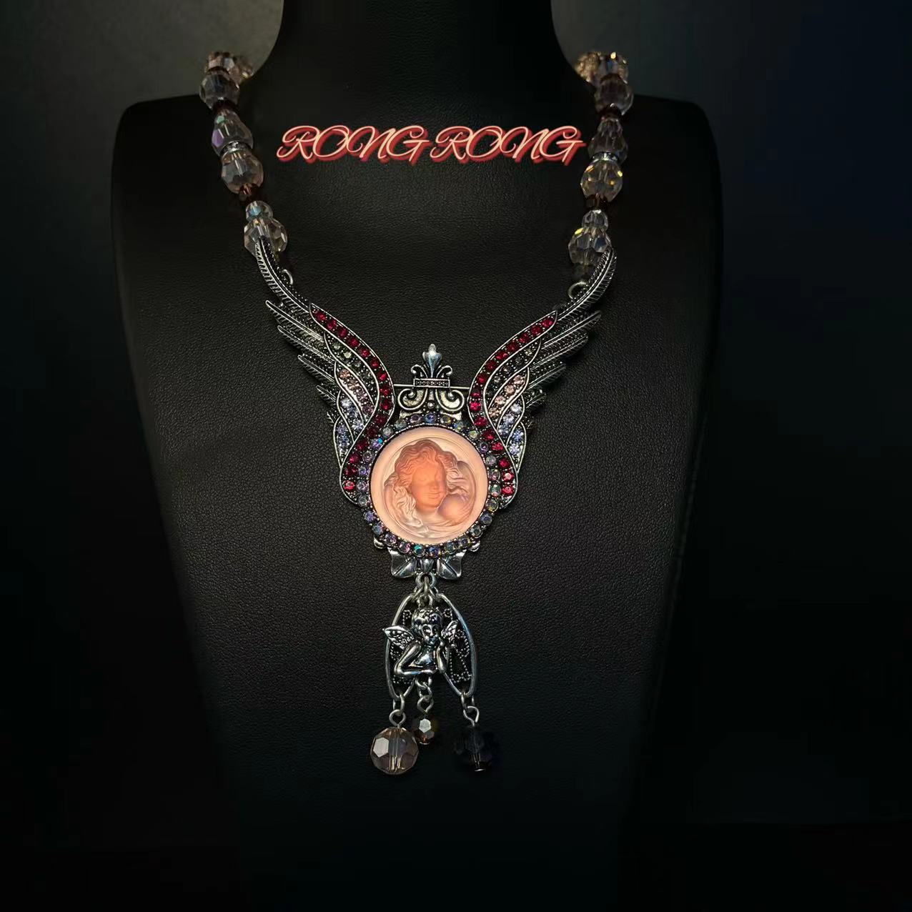 Zhongjiu Heavy Industry Wings Sleeping Angel Face Relief Brooch Necklace KF Standard Edition Jewelry
