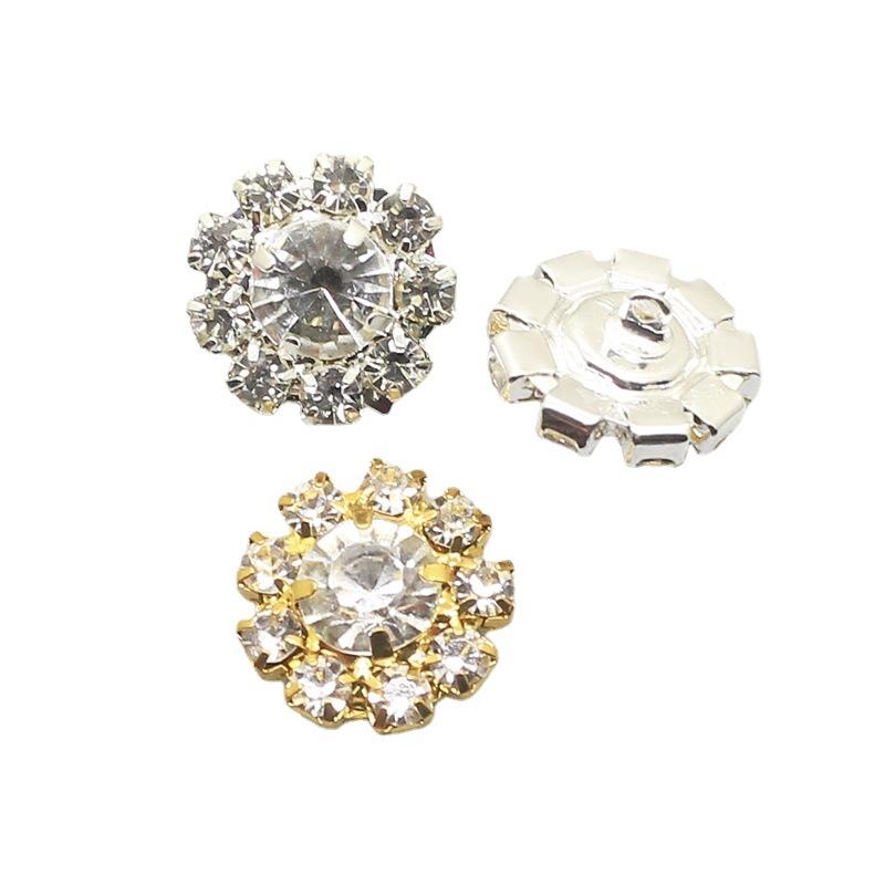 10Pcs Exquisite Small Metal Rhinestone Sewing Accessories Buttons Diy Wedding Dress Headwear Gift Box Decorative Accessorie 16MM