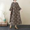 2025 Printed Stand Neck Loose Extra-Large Size Vacation Dress