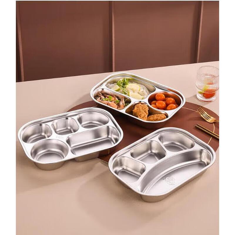 Deepened 304 Stainless Steel 5-Compartment Lunch Trays