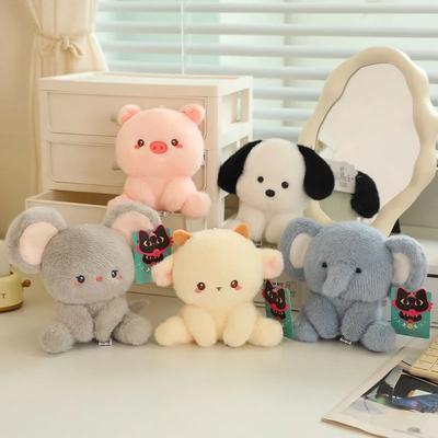 14cm 6 Styles New Cute Cartoon Stuffed Animal Elephant Pig Dog Sheep Mouse Monkey Soft Doll Birthday Gift Office Decoration