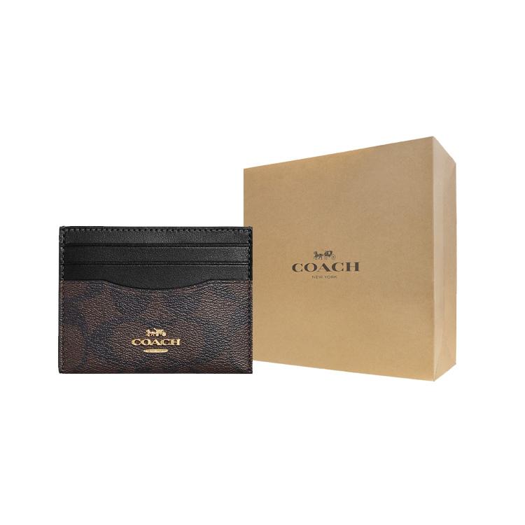 COACH Card Case Coated Canvas Leather