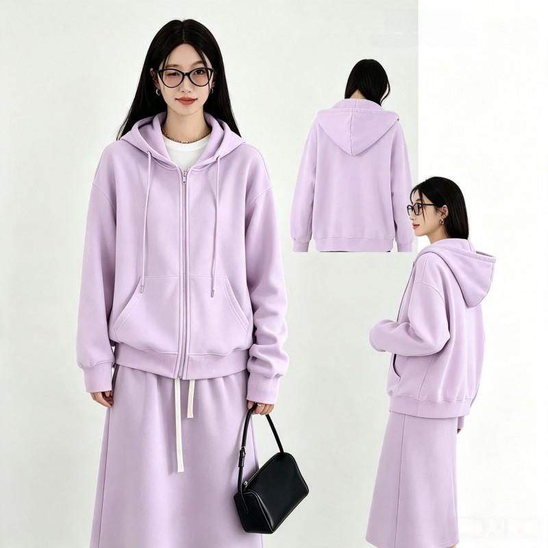 Womens Oversized Hooded Sweatshirt Lightweight Casual Korean Style Fall Pullover With Zipper