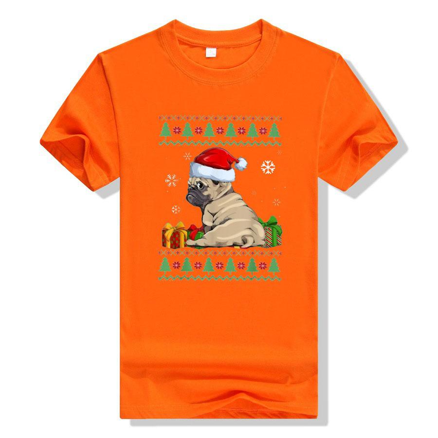 Cute Pug Christmas Costume Santa Hat Ugly Tree Dog Santa Xmas Classic T-Shirt Gifts Animal Printed Basics Graphic Tee Y2k Tops