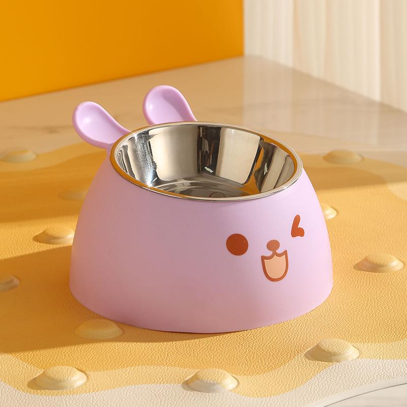 Cute Rabbit Pet Bowl - Stylish Stainless Steel & Plastic Water Bowl for Cats and Dogs