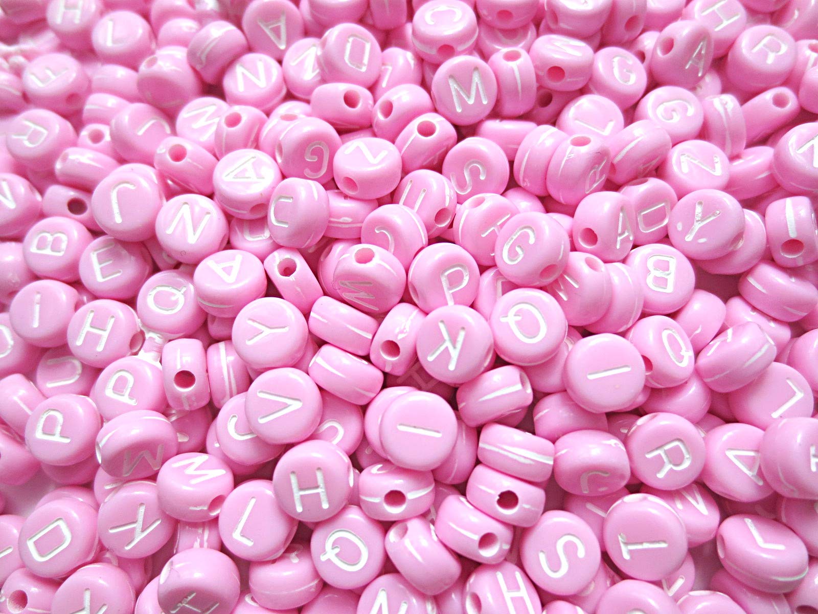 

500 Pieces Alphabet Pattern Beads Round Flat Light Pink 7mm Huey Handicraft Materials H1487S82