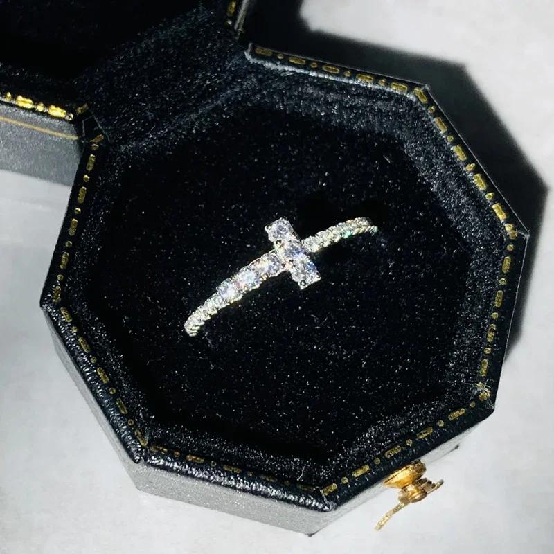 Exquisite Cross Rings With Cubic Zirconia Fashion  Color Women  Wedding Trend Accessories Statement Jewelry
