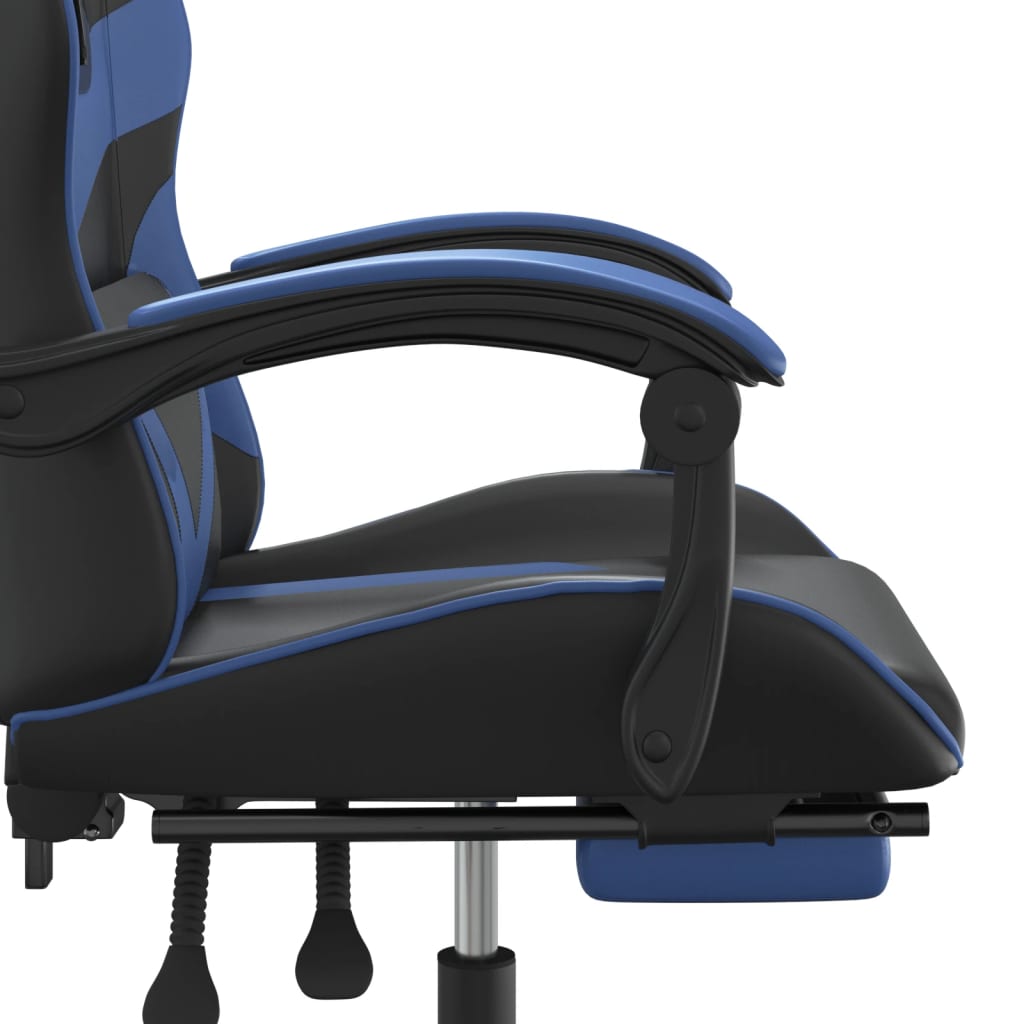 Gaming Chair with Footrest Swivel Black & Blue Synthetic Leather