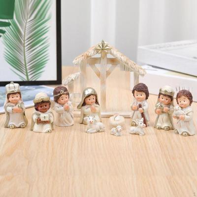 12 Stück Weihnachts-Krippenfiguren Heilige Familie Statuen Miniatur Detaillierte Dekorationen