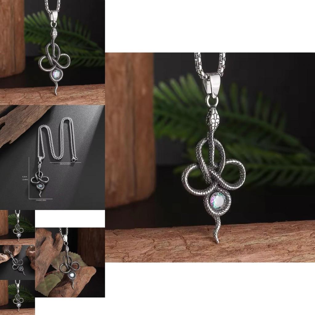 Vintage Snake Pendant Necklace With Gemstone Accents For Unique Fashion Statement