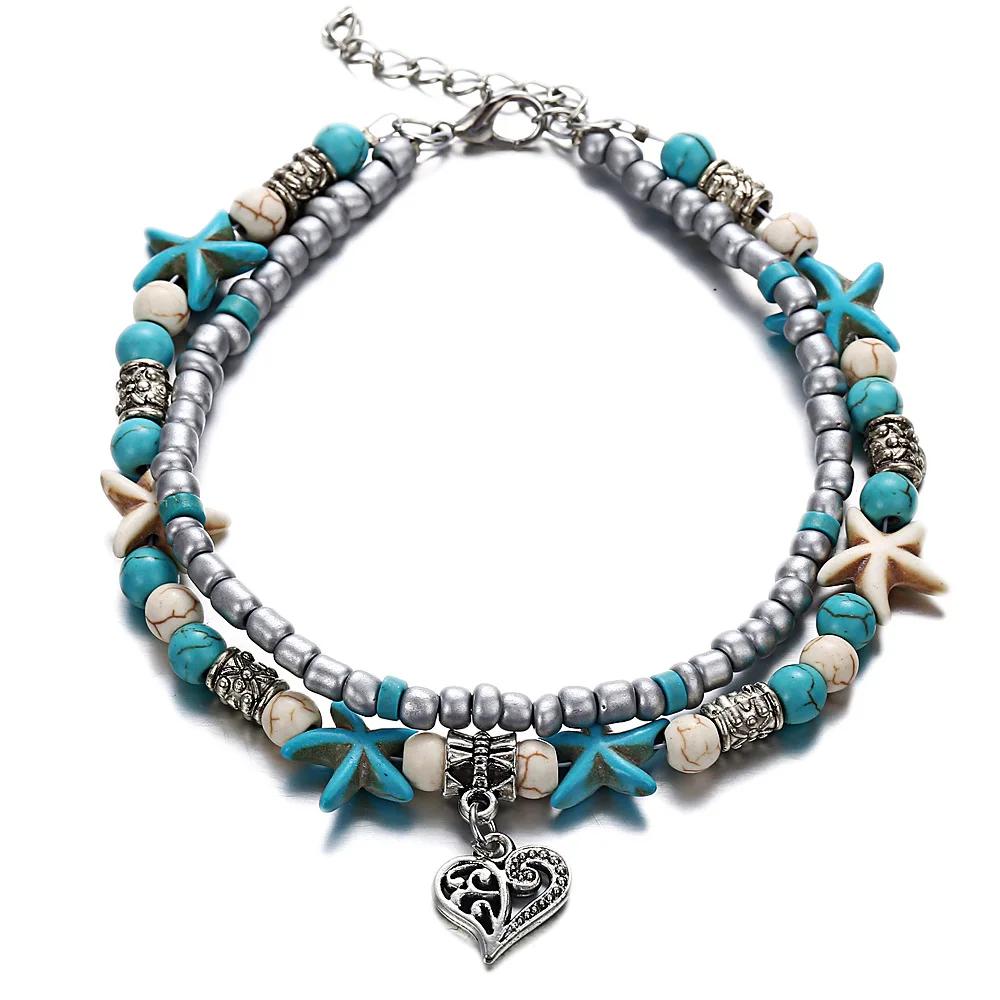 Tree of Life Anklets For Women Turtle Shell Starfish Elephant Ankle Bracelet Multilayer Chain On Leg Foot Boho Summer Jewelry